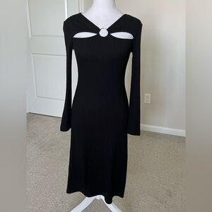 NWOT KYS Black Ribbed Cut Out Mini Dress Size Medium
